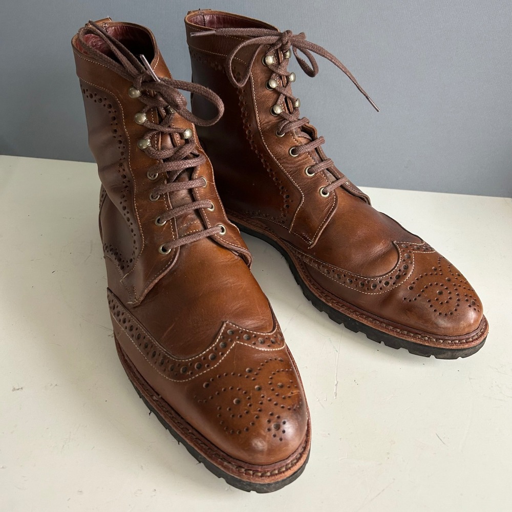 Allen Edmonds Wingtip Boots Mens Size 15 Cap Toe Lace Up Brown Gentleman Classic